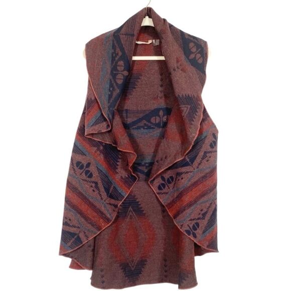 Soft Surroundings Aztec Boho Southwestern Open Front Sleeveless Vest Cardigan - Picture 2 of 8